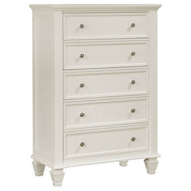 Sandy Beach 5-drawer Rectangular Chest Cream White