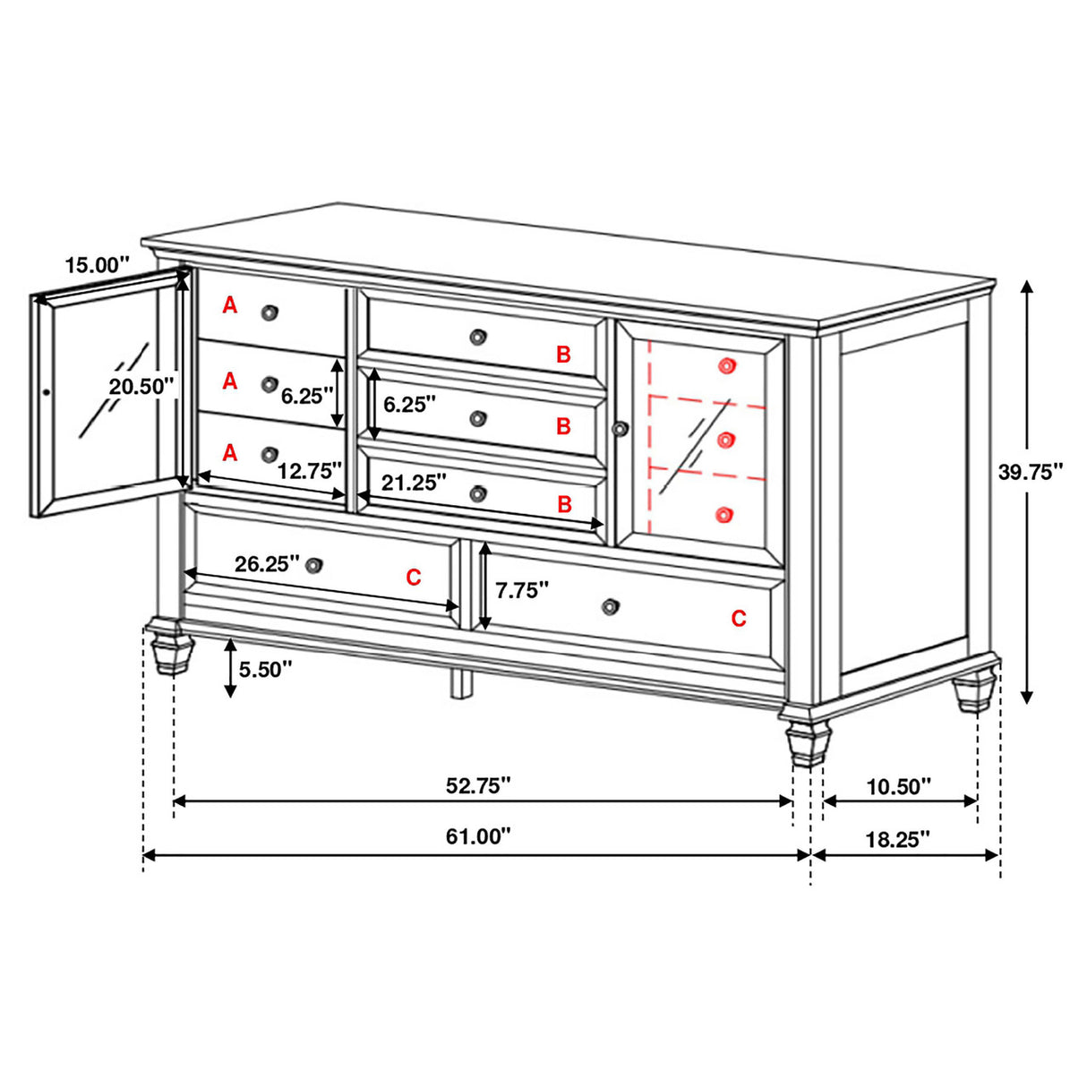 Sandy Beach Storage Bedroom Set with Sleigh Headboard