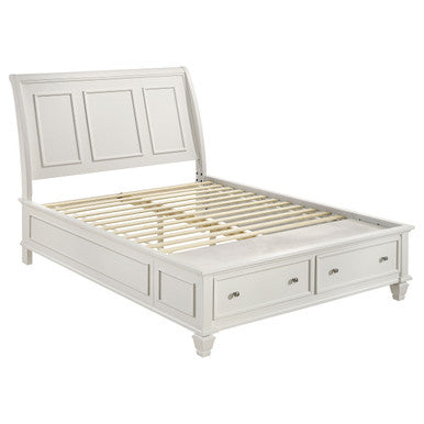 Sandy Beach Eastern King Storage Sleigh Bed Cream White