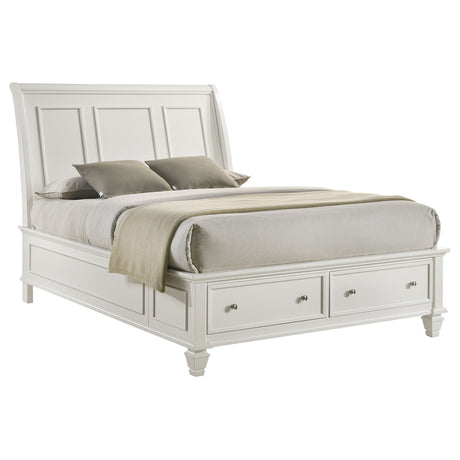 Sandy Beach Eastern King Storage Sleigh Bed Cream White