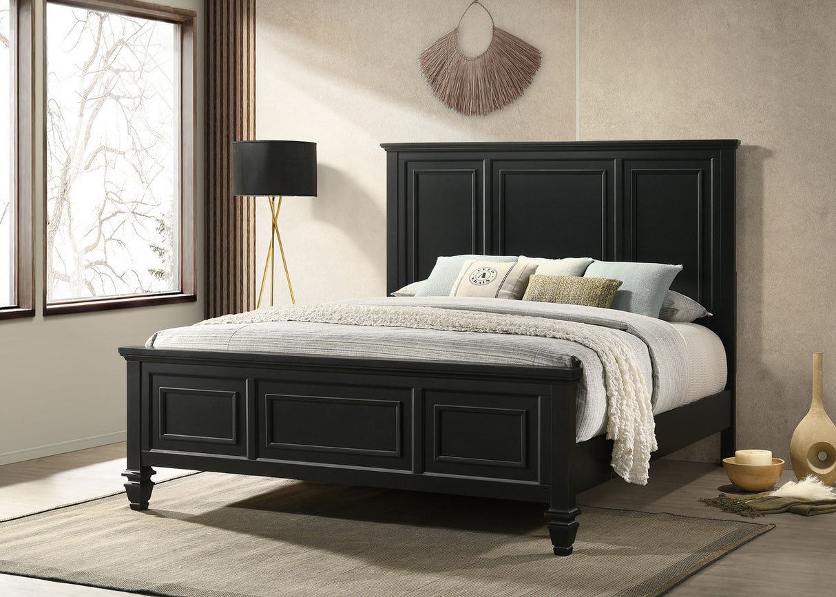 Sandy Beach Eastern King Panel Bed with High Headboard Black