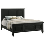 Sandy Beach California King Panel Bed with High Headboard Black