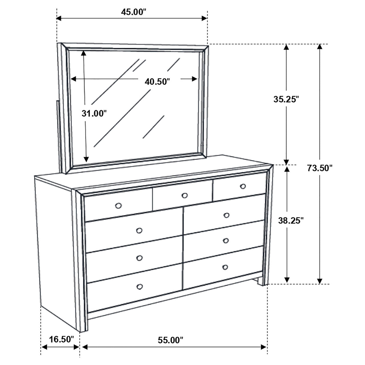 Serenity Rectangular 9-drawer Dresser with Mirror Rich Merlot