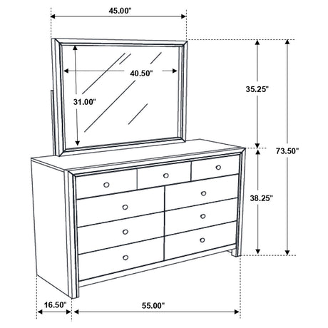 Serenity Rectangular 9-drawer Dresser with Mirror Rich Merlot