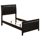 Carlton 4-piece Twin Upholstered Bedroom Set Cappuccino and Black