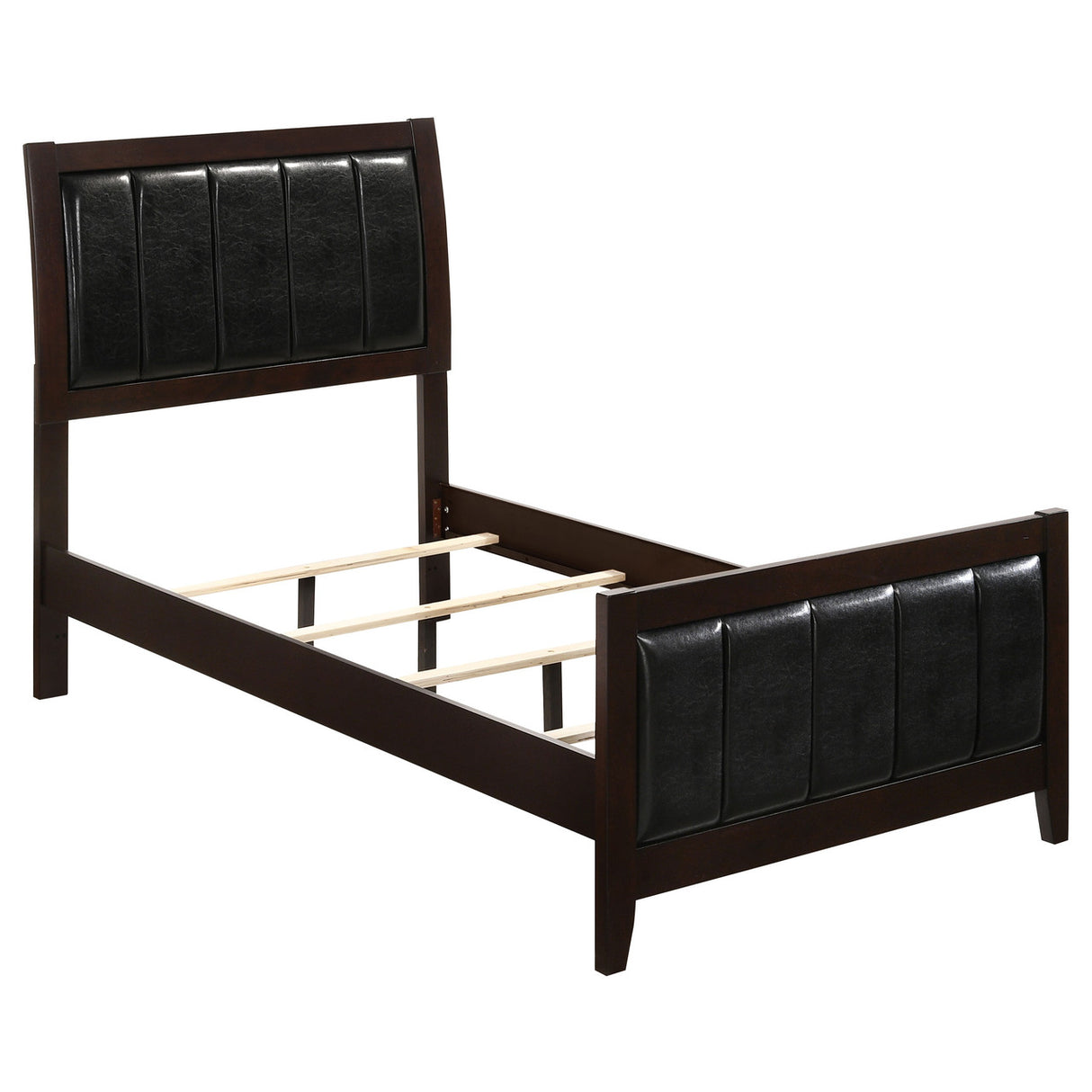 Carlton 5-piece Twin Upholstered Bedroom Set Cappuccino and Black