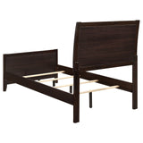 Carlton Twin Upholstered Panel Bed Cappuccino and Black