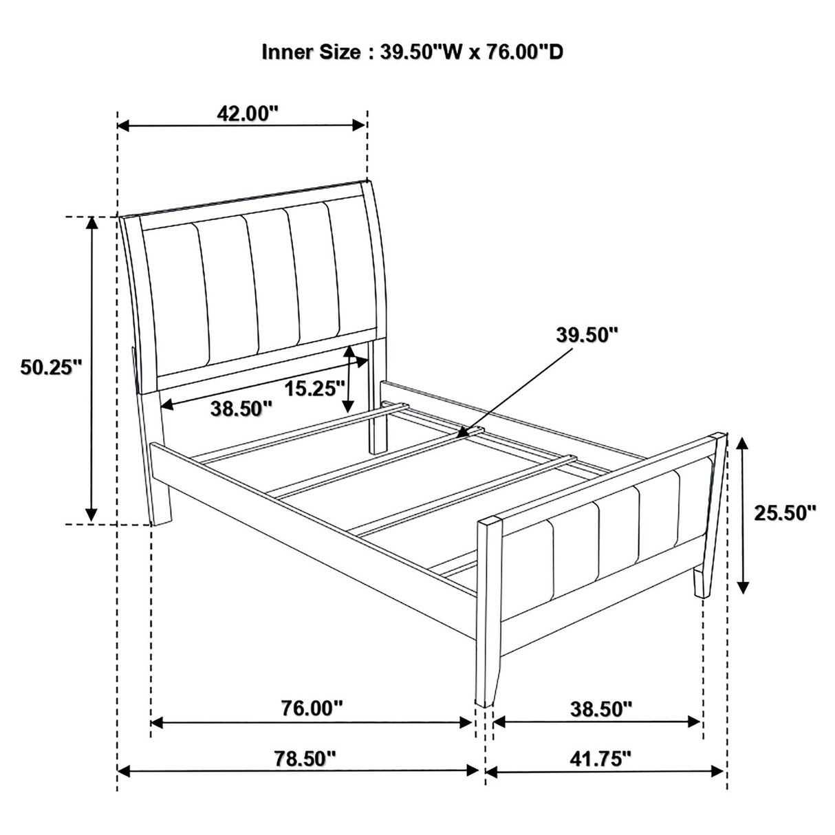 Carlton Twin Upholstered Panel Bed Cappuccino and Black