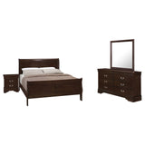 Louis Philippe Warm Brown Full Four-Piece Bedroom Set