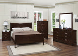 Louis Philippe Traditional Warm Brown Full Five-Piece Bedroom Set