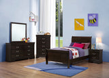 Louis Philippe Traditional Cappuccino Twin Five-Piece Bedroom Set