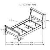 Louis Philippe Twin Panel Sleigh Bed Cappuccino