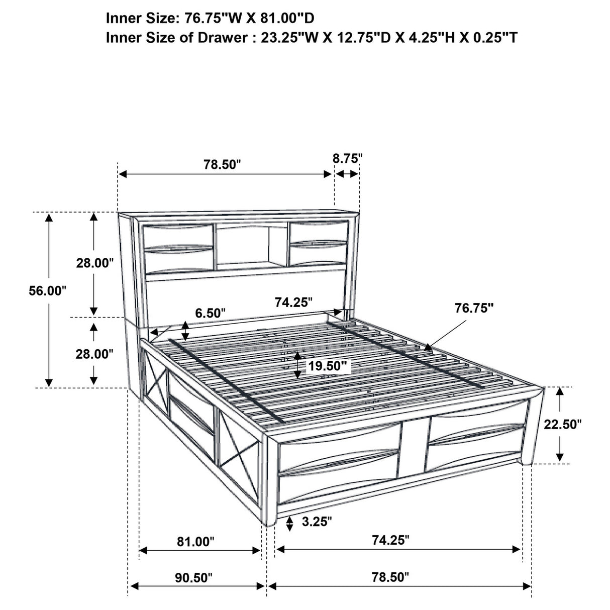 Briana Eastern King Platform Storage Bed Black