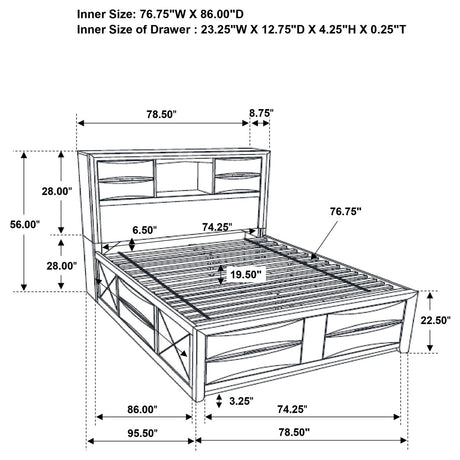 Briana California King Platform Storage Bed Black