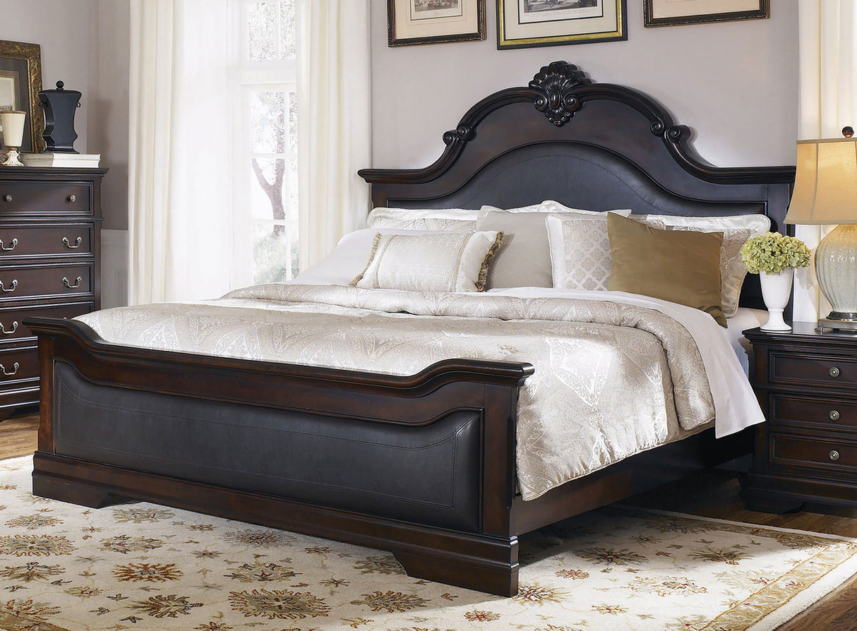 Cambridge Eastern King Panel Bed Cappuccino and Brown