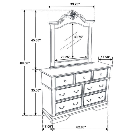 Cambridge 7-drawer Rectangular Dresser with Mirror Cappuccino