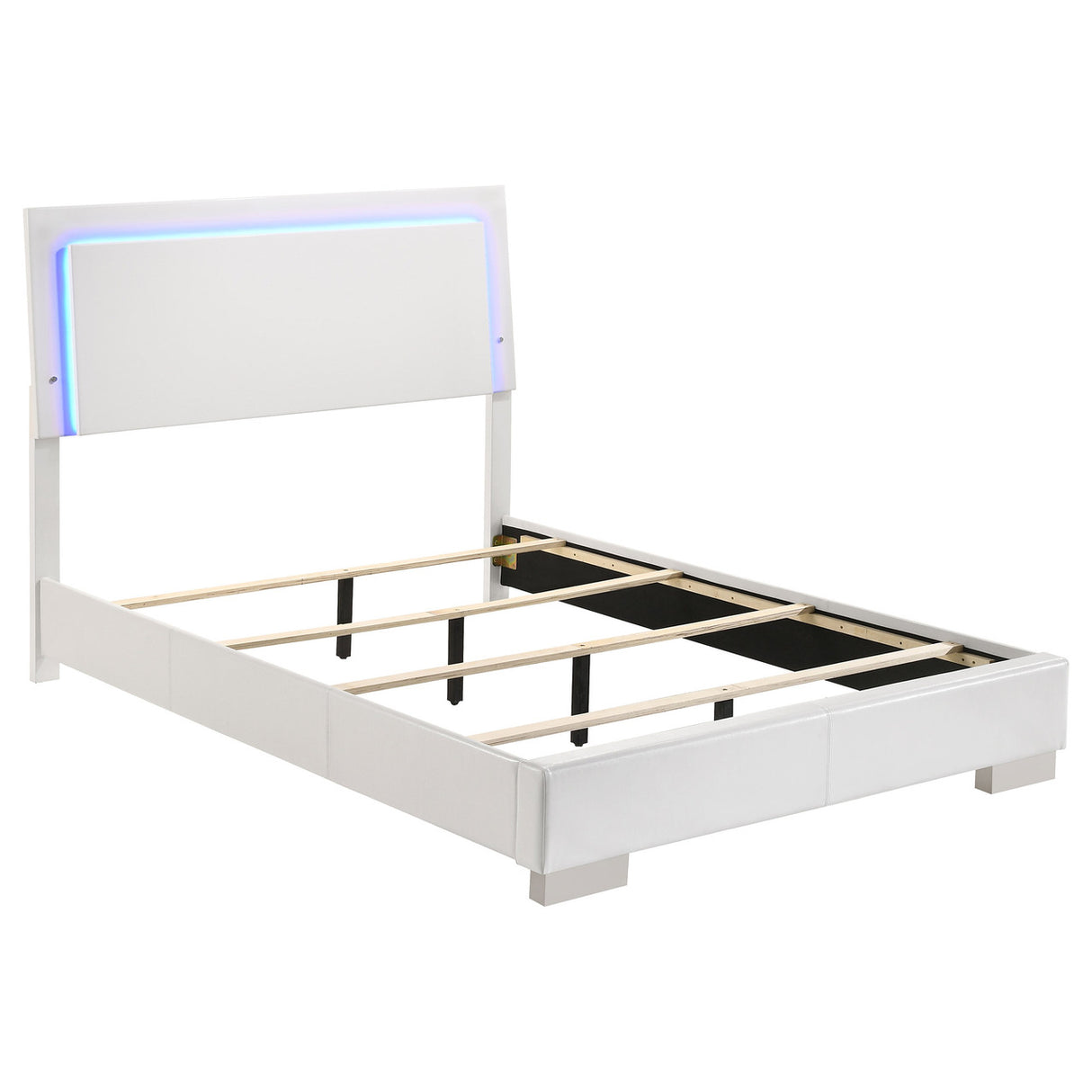 Felicity Full Panel Bed with LED Lighting Glossy White