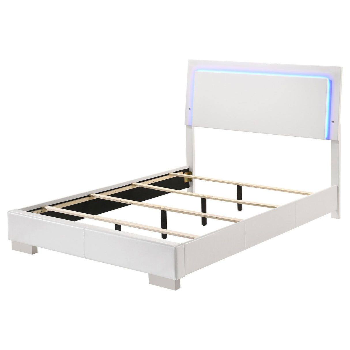 Felicity Full Panel Bed with LED Lighting Glossy White