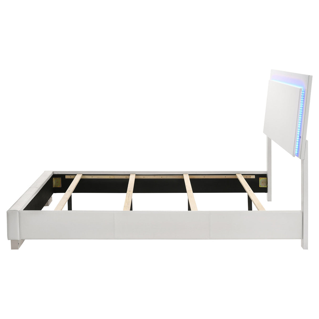 Felicity Full Panel Bed with LED Lighting Glossy White