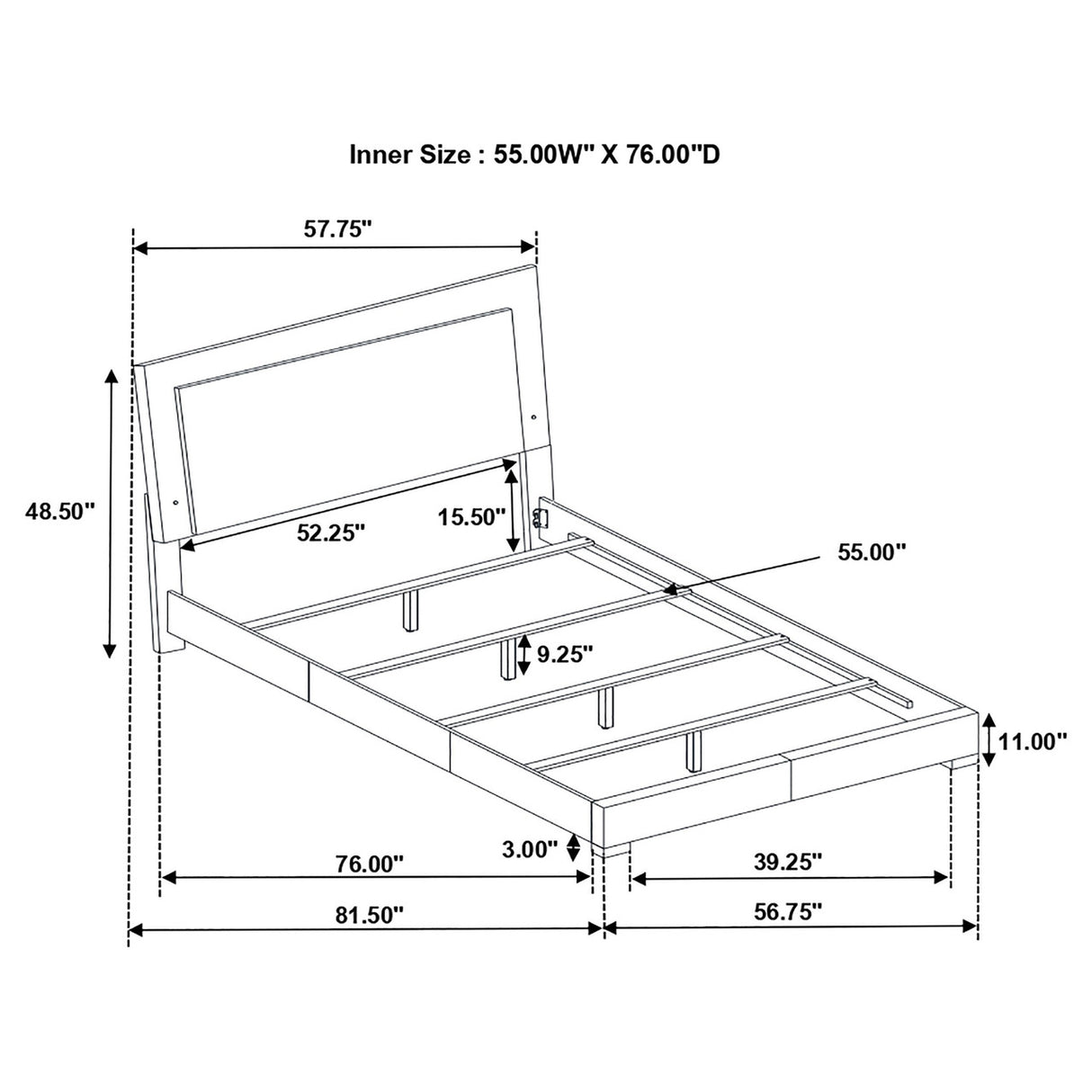 Felicity Full Panel Bed with LED Lighting Glossy White