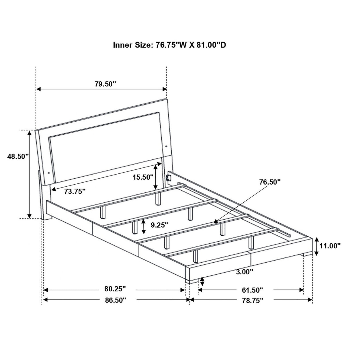 Felicity Eastern King Panel Bed with LED Lighting Glossy White