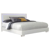 Felicity 4-piece California King Bedroom Set with LED Headboard and Mirror Glossy White