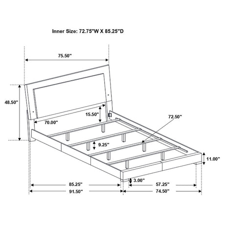 Felicity California King Panel Bed with LED Lighting Glossy White