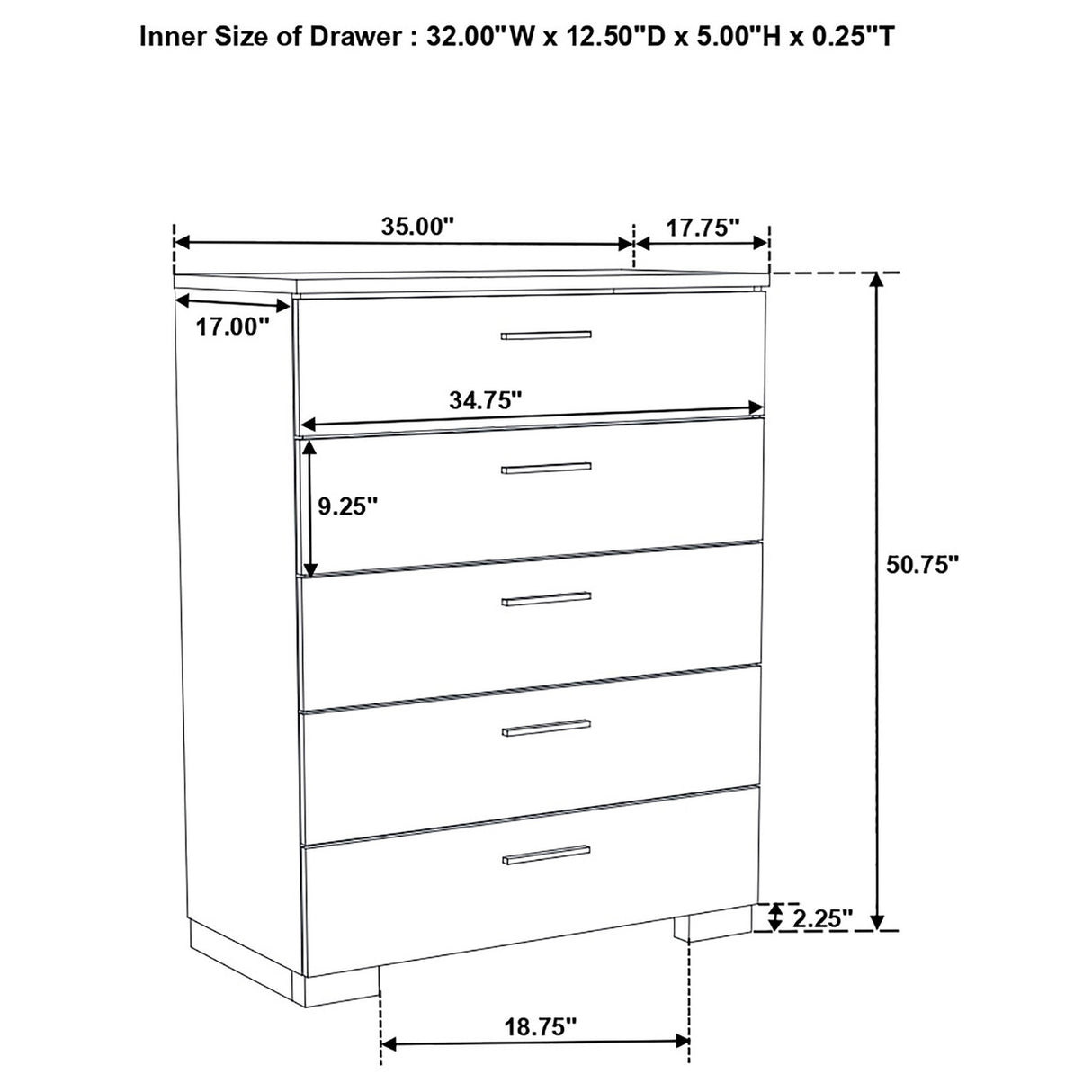 Felicity 5-piece Twin Bedroom Set with LED Headboard Glossy White