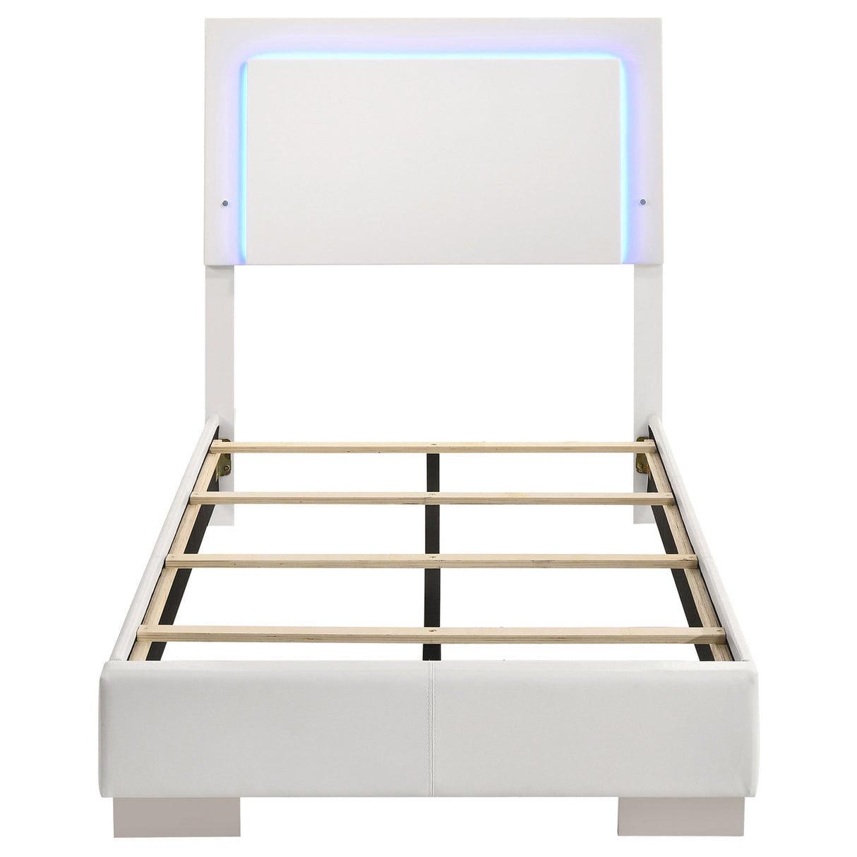 Felicity Twin Panel Bed with LED Lighting Glossy White