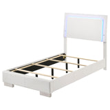 Felicity Twin Panel Bed with LED Lighting Glossy White