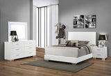 Felicity 4-piece Eastern King Bedroom Set with LED Mirror Glossy White