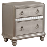 Bling Game 2-drawer Nightstand Metallic Platinum