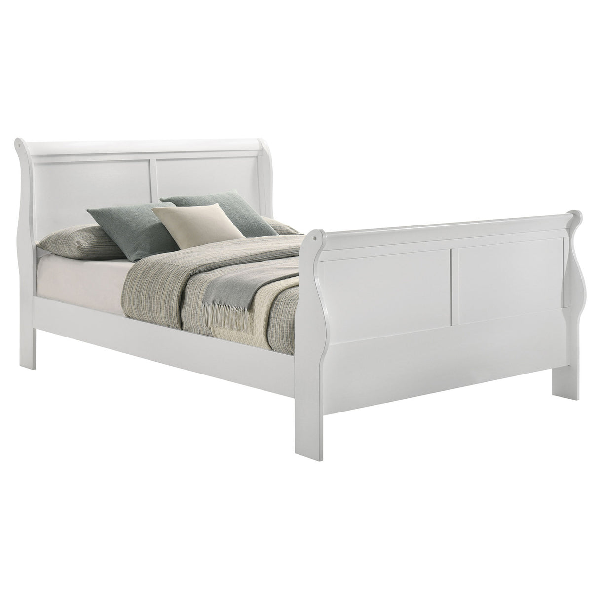 Louis Philippe Full Sleigh Panel Bed White