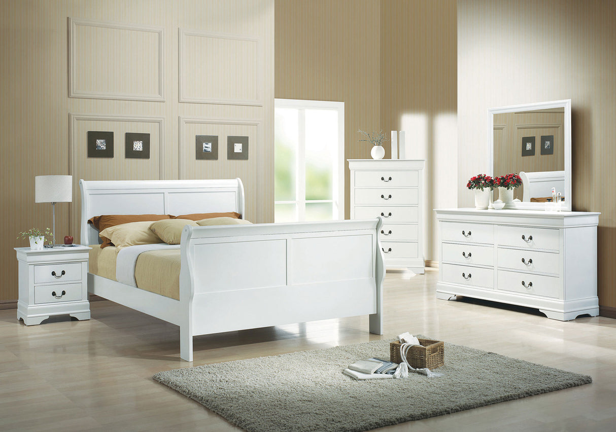 Louis Philippe Full Sleigh Panel Bed White