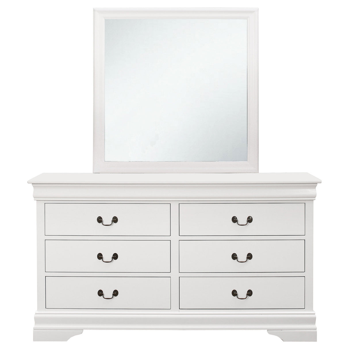 Louis Philippe 6-drawer Dresser with Mirror White