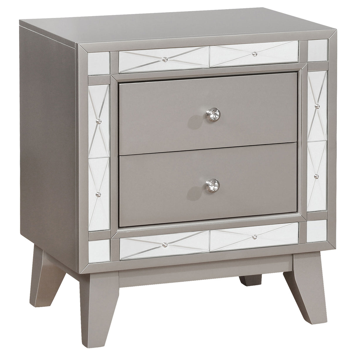 Leighton 2-drawer Nightstand Metallic Mercury