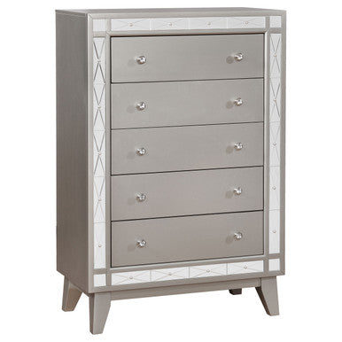 Leighton 5-drawer Chest Metallic Mercury