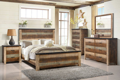 Sembene Bedroom Rustic Antique Multi-Color Eastern King Five-Piece Set