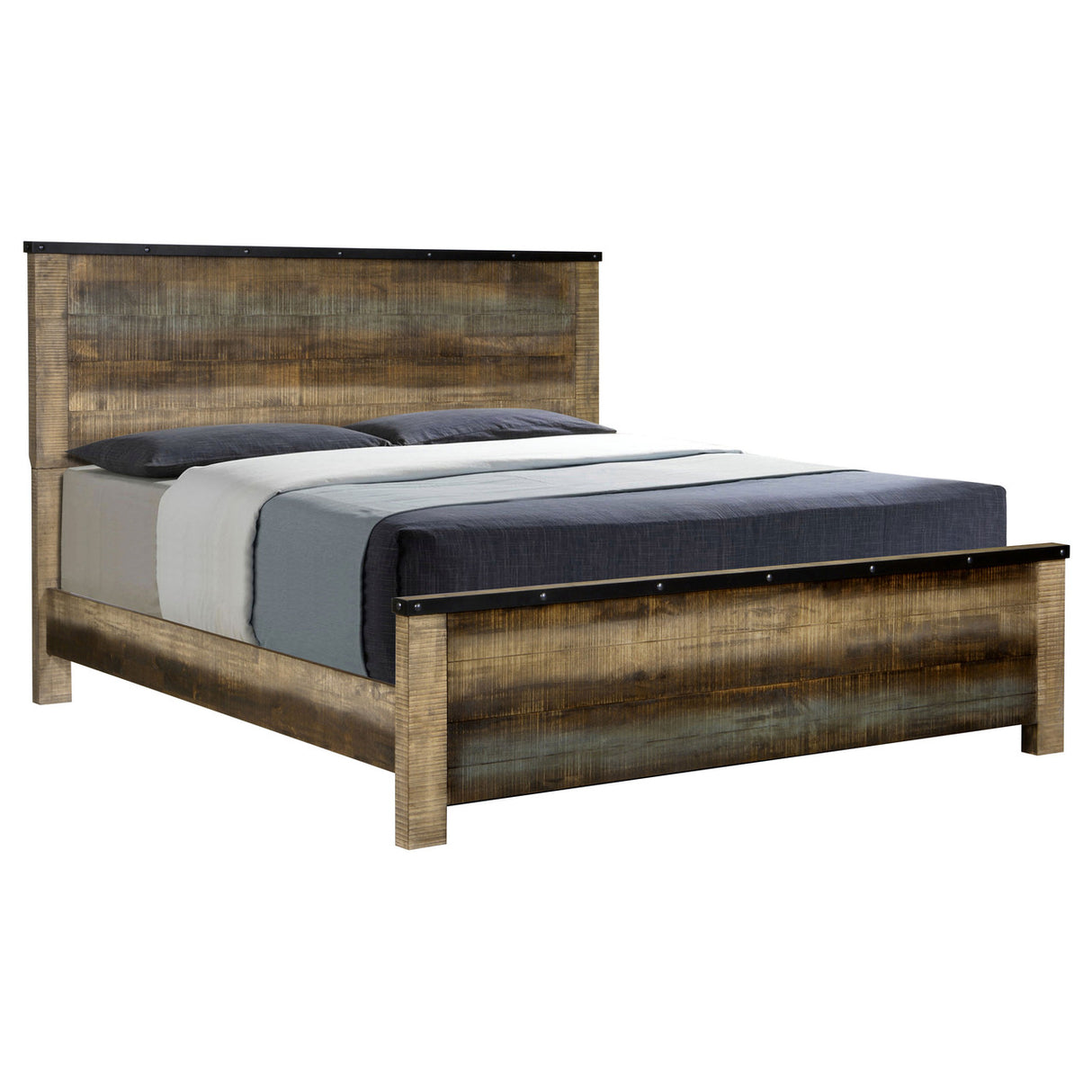 Sembene Bedroom Rustic Antique Multi-Color California King Bed Four-Piece Set