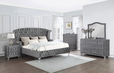 Deanna 5-piece Tufted California King Bedroom Set Grey