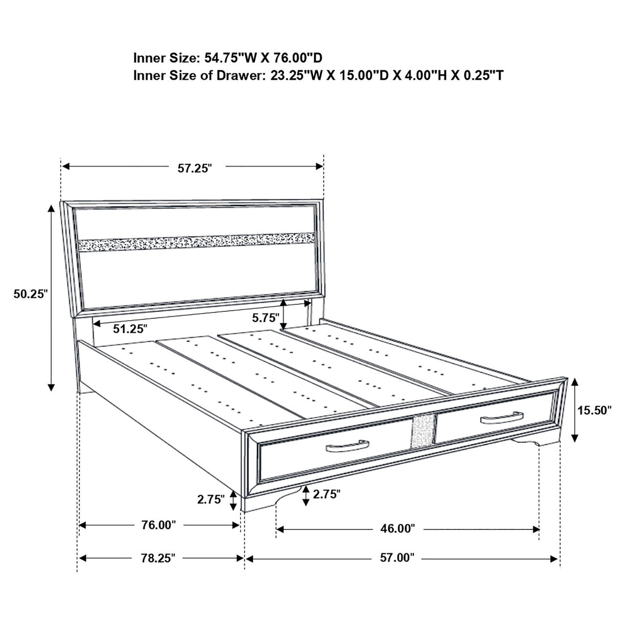 Miranda Full Storage Bed White