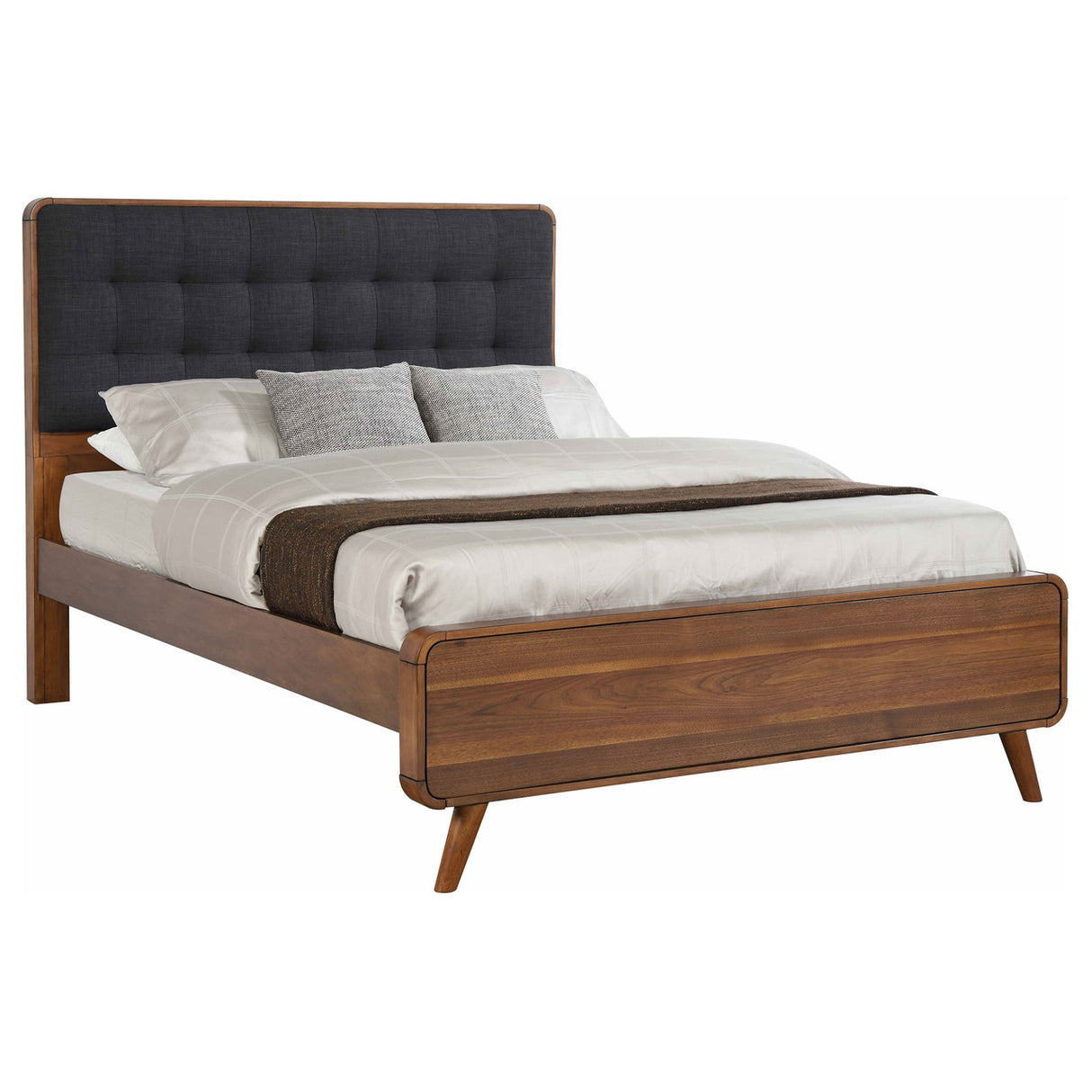 Robyn Mid-Century Modern Dark Walnut Eastern King Five-Piece Set