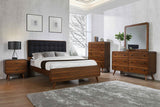 Robyn Mid-Century Modern Dark Walnut Queen Four-Piece Set