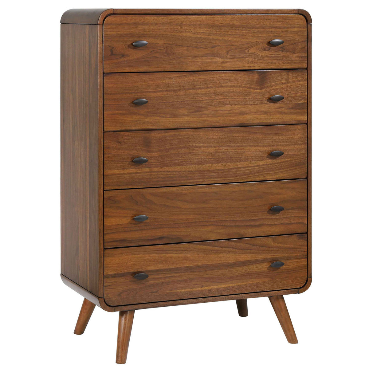 Robyn Mid-Century Modern Dark Walnut Queen Five-Piece Set