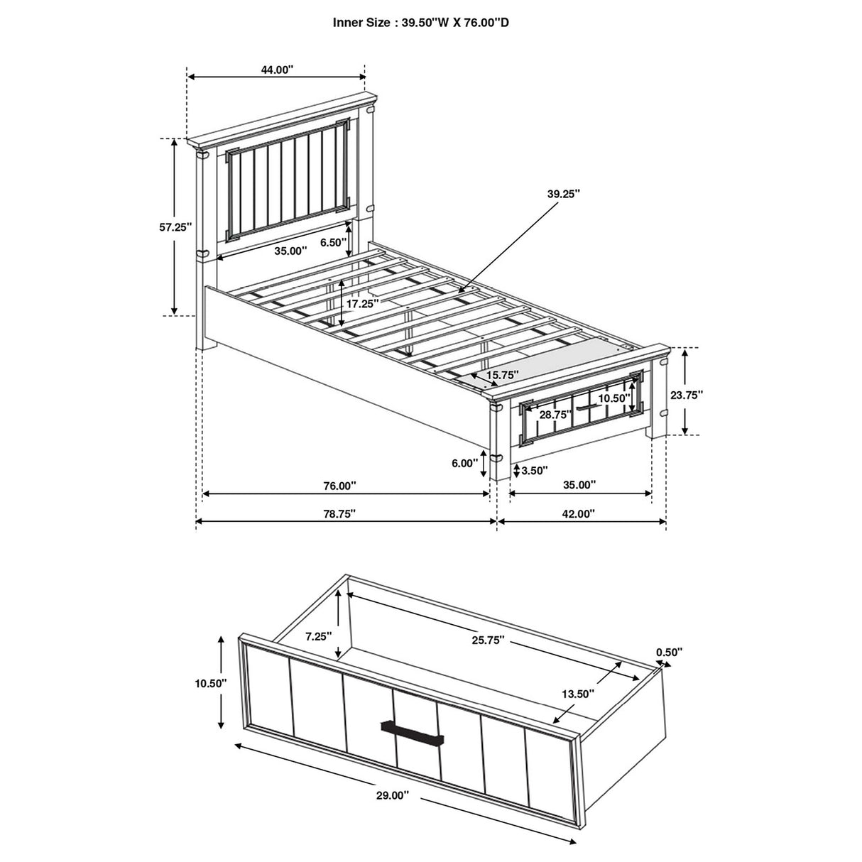 Brenner Twin Storage Bed Rustic Honey