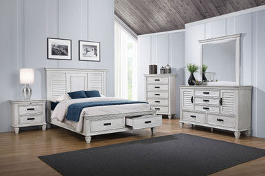 Franco 4-piece Eastern King Storage Bedroom Set Antique White