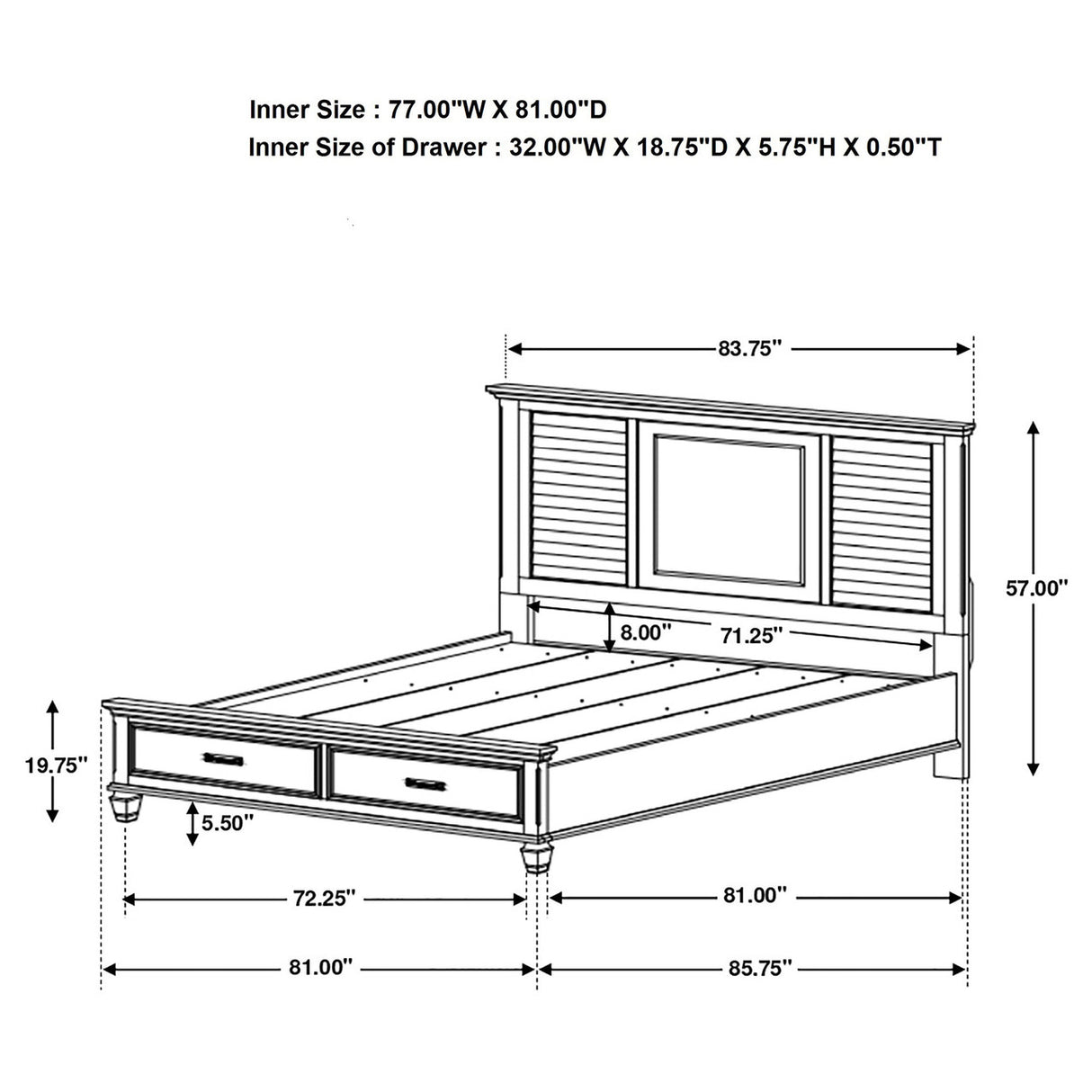 Franco 4-piece Eastern King Storage Bedroom Set Antique White