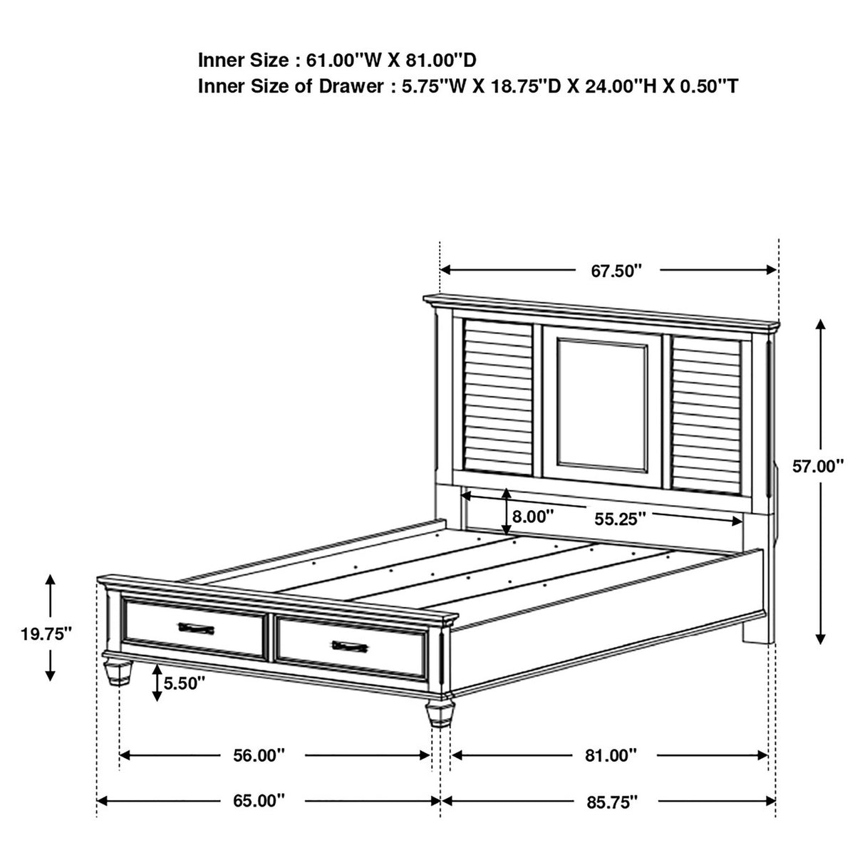 Franco 4-piece Queen Storage Bedroom Set Antique White