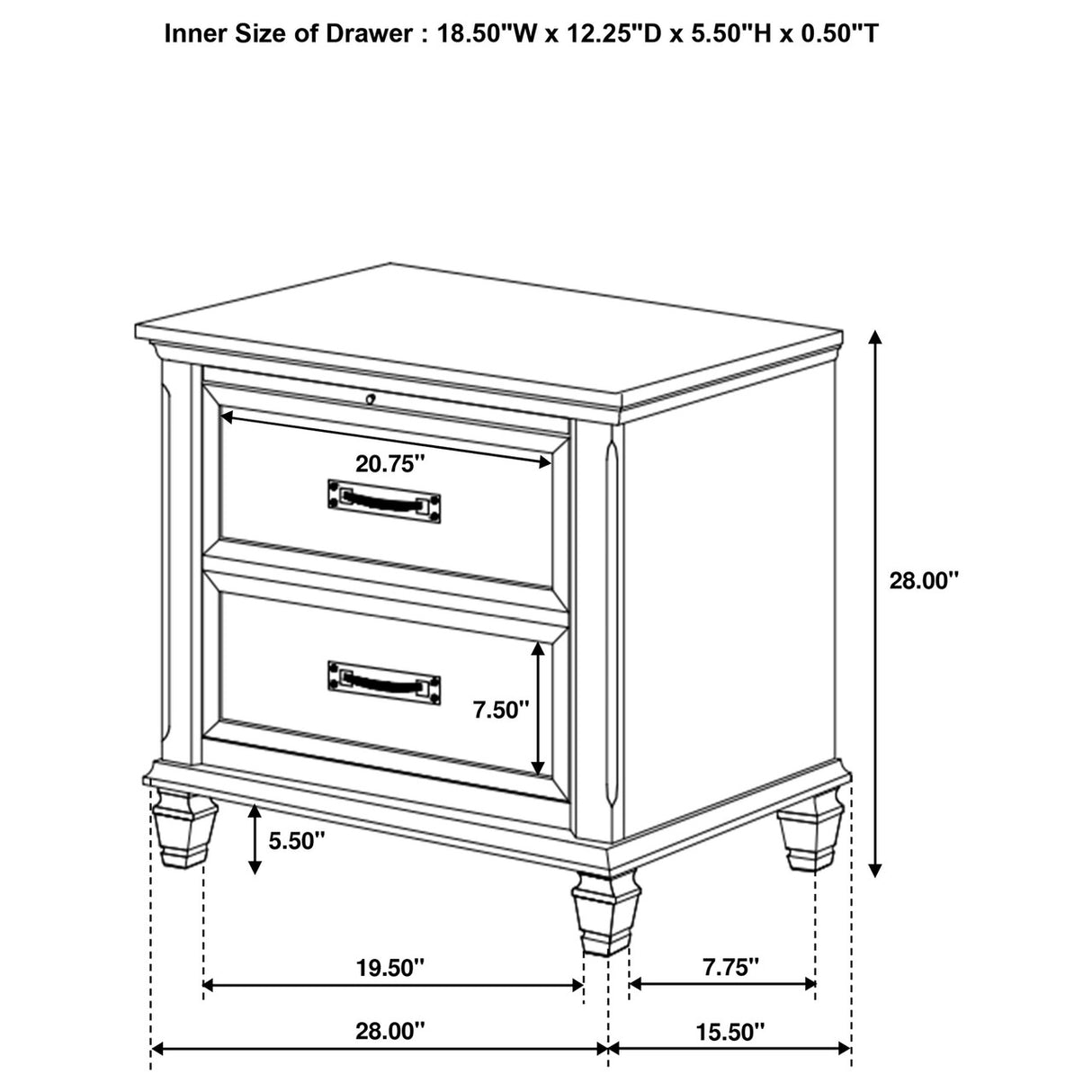 Franco 4-piece Queen Storage Bedroom Set Antique White