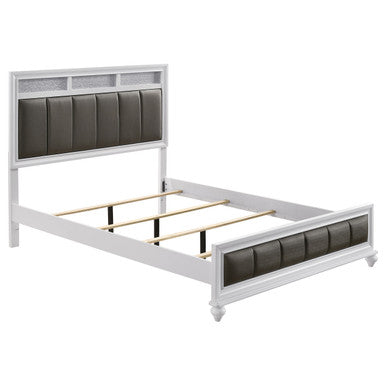 Barzini Eastern King Upholstered Panel Bed White